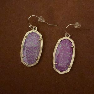 Kendra scott gold earrings with pink stone